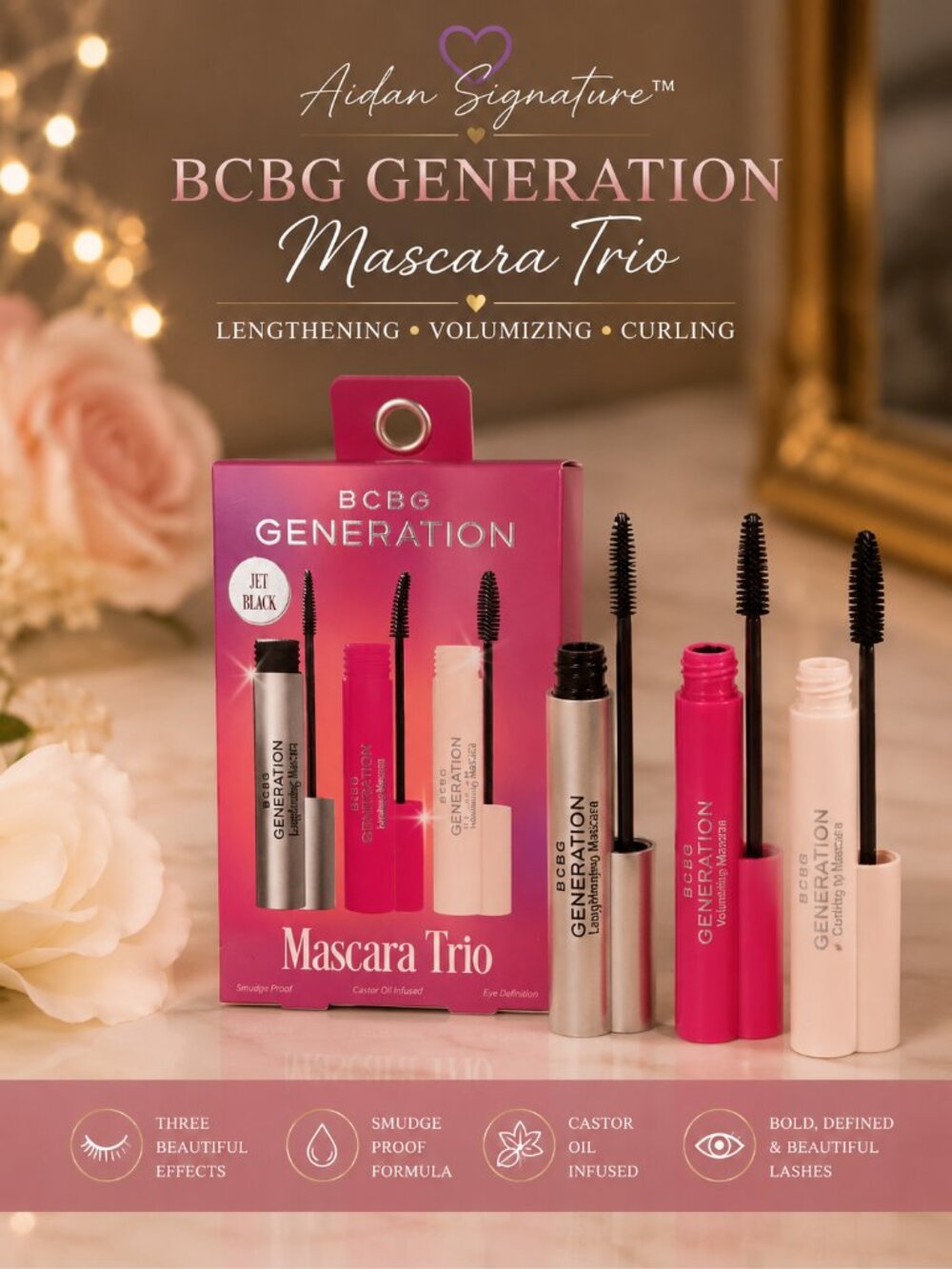 BCBG Generation Mascara Trio Lengthening Volumizing Curling NEW